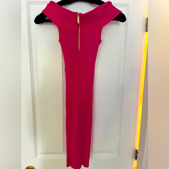 Ted Baker hot pink knit midi dress size 0 new - Picture 3 of 6